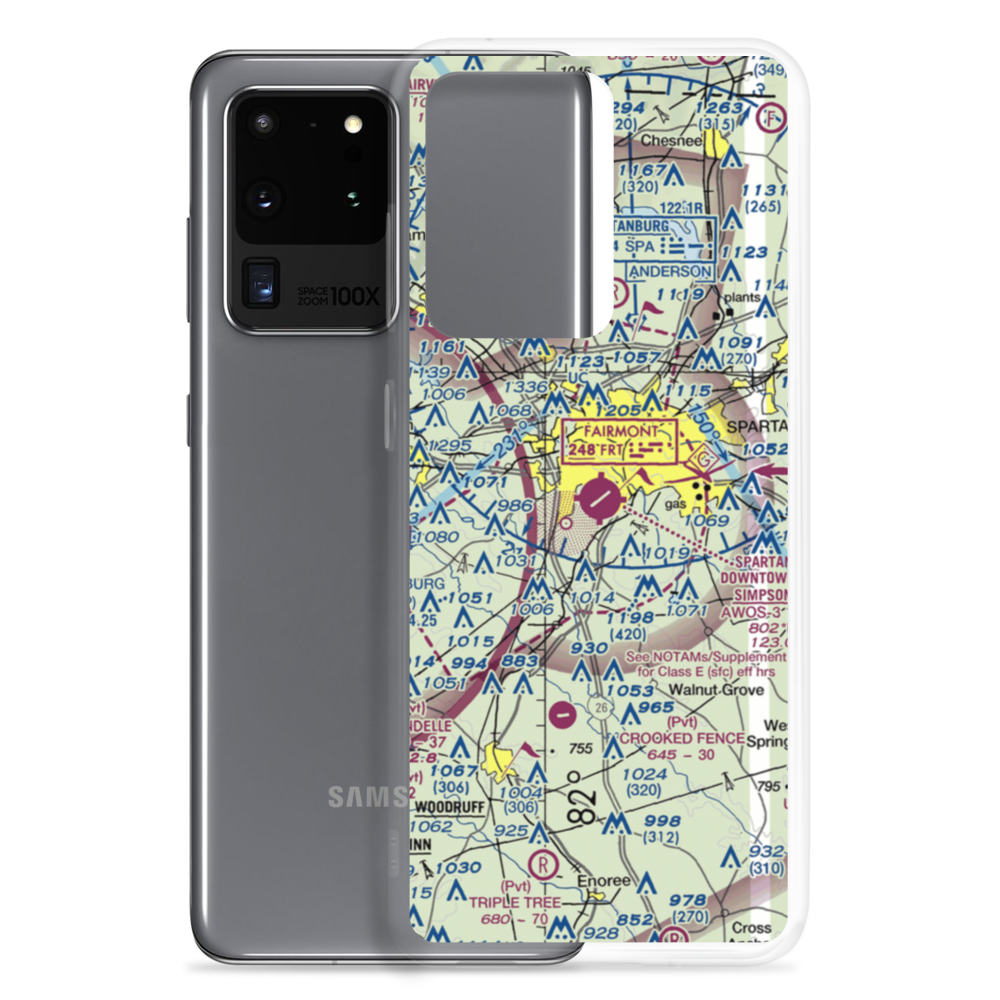 Spartanburg Downtown Memorial Airport (SPA) VFR Sectional Samsung Case Samsung Galaxy S20 Ultra model shown