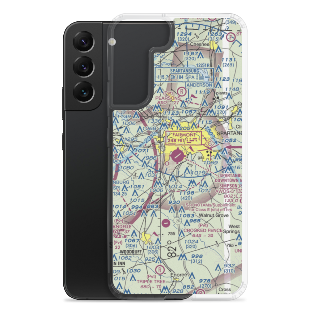 Spartanburg Downtown Memorial Airport (SPA) VFR Sectional Samsung Case Samsung Galaxy S22 Plus model shown