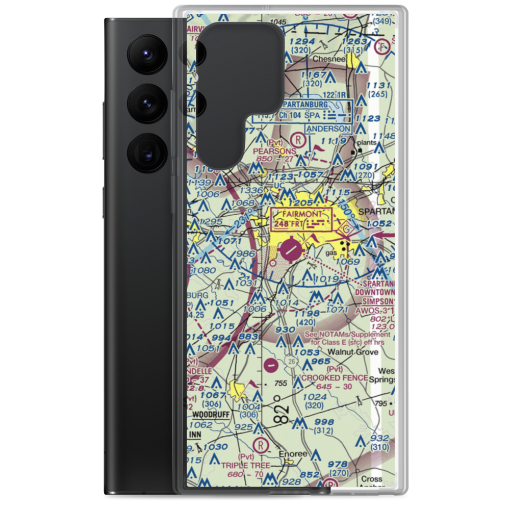 Spartanburg Downtown Memorial Airport (SPA) VFR Sectional Samsung Case Samsung Galaxy S22 Ultra model shown