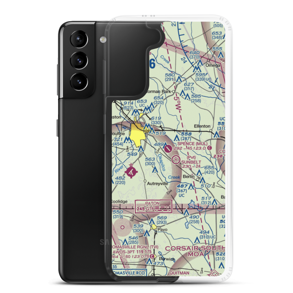 Spence Airport (MUL) VFR Sectional Samsung Case Samsung Galaxy S21 Plus model shown