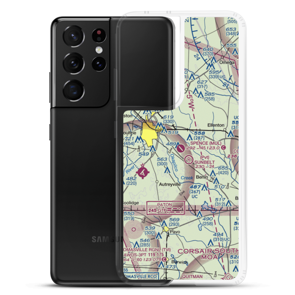 Spence Airport (MUL) VFR Sectional Samsung Case Samsung Galaxy S21 Ultra model shown