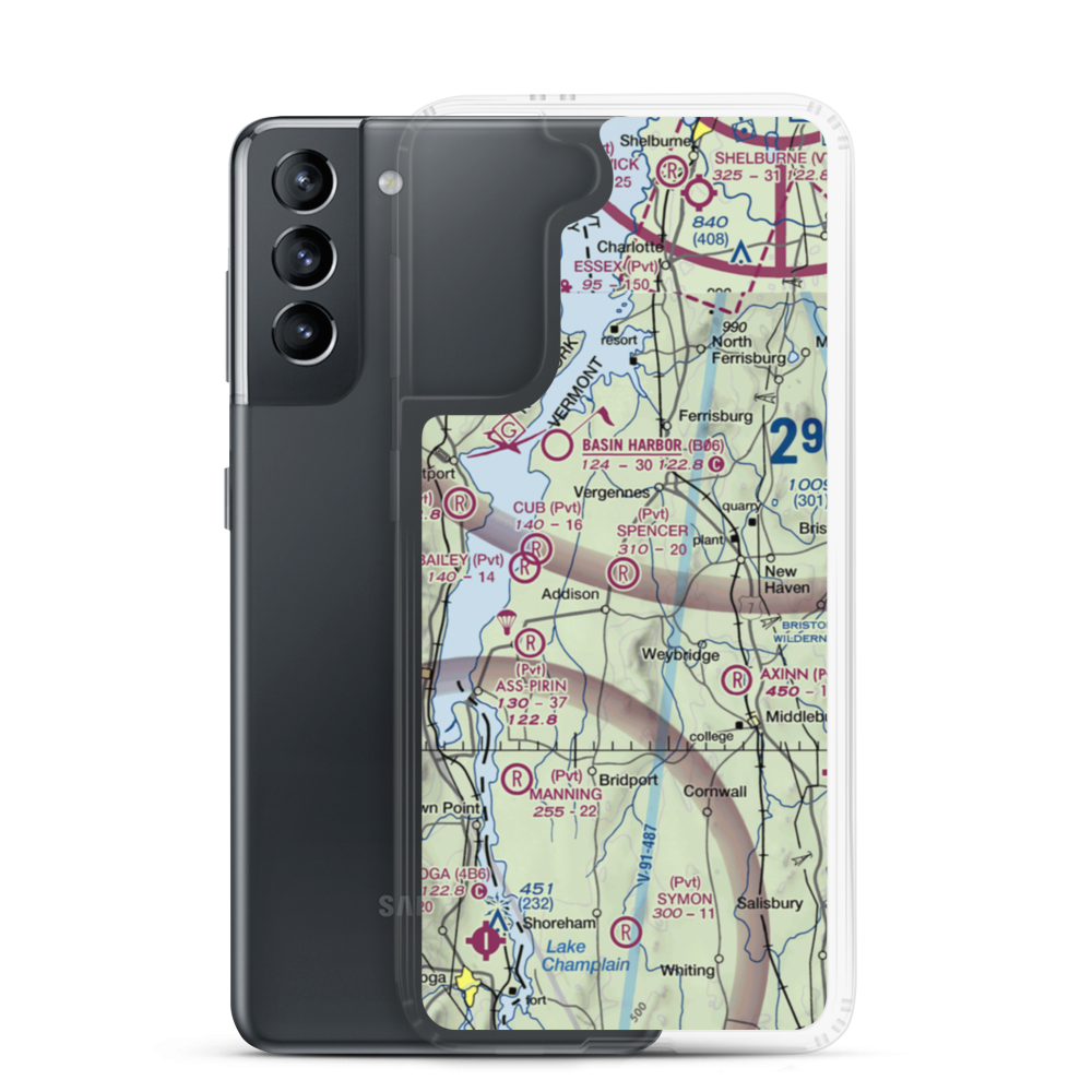 Spencer Airport (VT09) VFR Sectional Samsung Case Samsung Galaxy S21 model shown