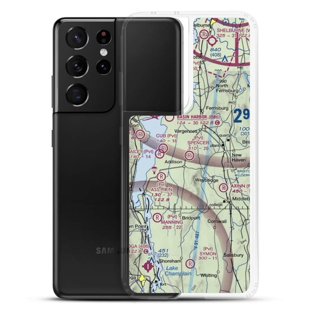 Spencer Airport (VT09) VFR Sectional Samsung Case Samsung Galaxy S21 Ultra model shown