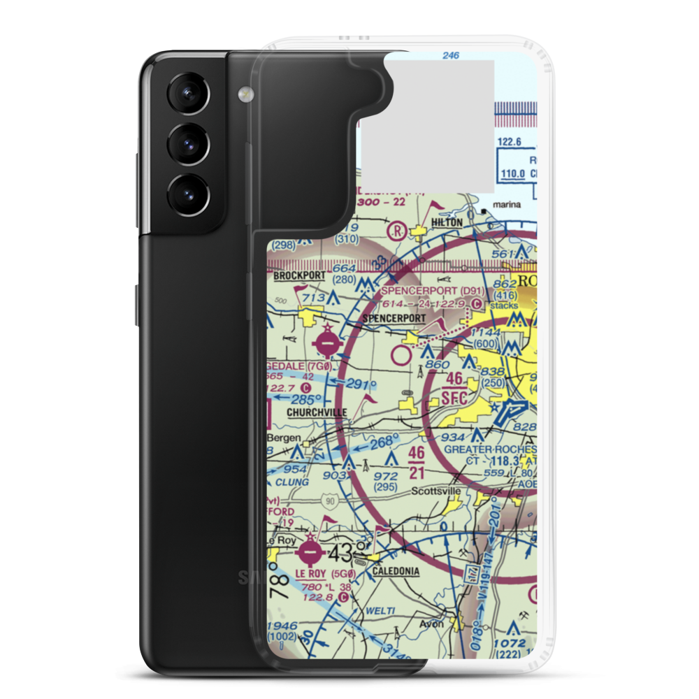 Spencerport Airpark (D91) VFR Sectional Samsung Case Samsung Galaxy S21 Plus model shown
