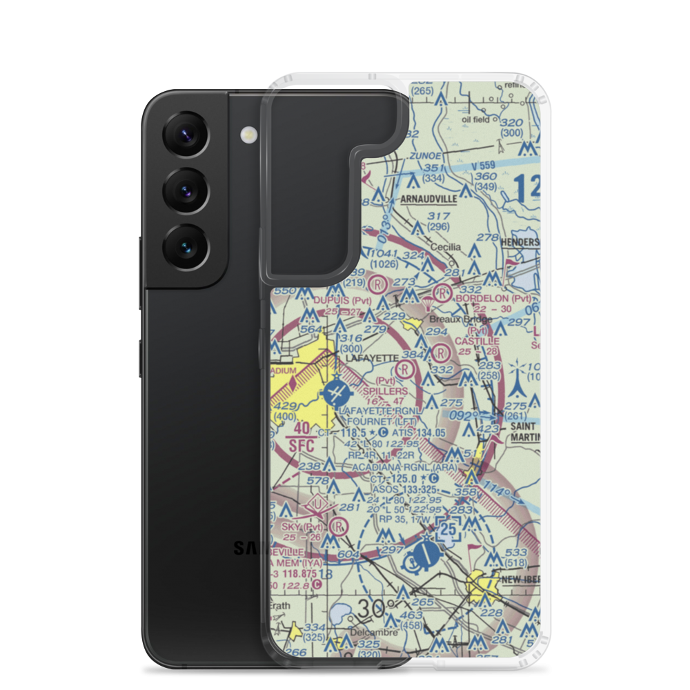 Spillers Club Airport (LA76) VFR Sectional Samsung Case Samsung Galaxy S22 model shown