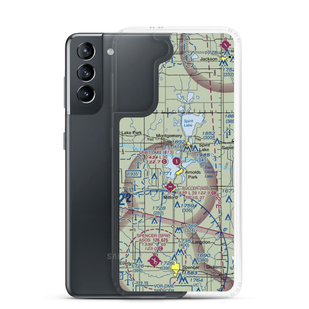Spirit Lake Municipal Airport (0F3) VFR Sectional Samsung Case Samsung Galaxy S21 model shown