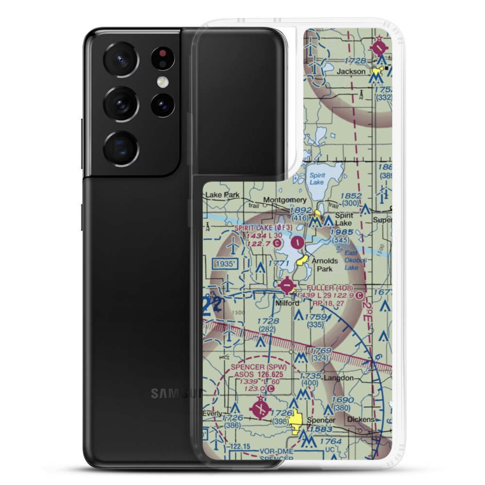Spirit Lake Municipal Airport (0F3) VFR Sectional Samsung Case Samsung Galaxy S21 Ultra model shown