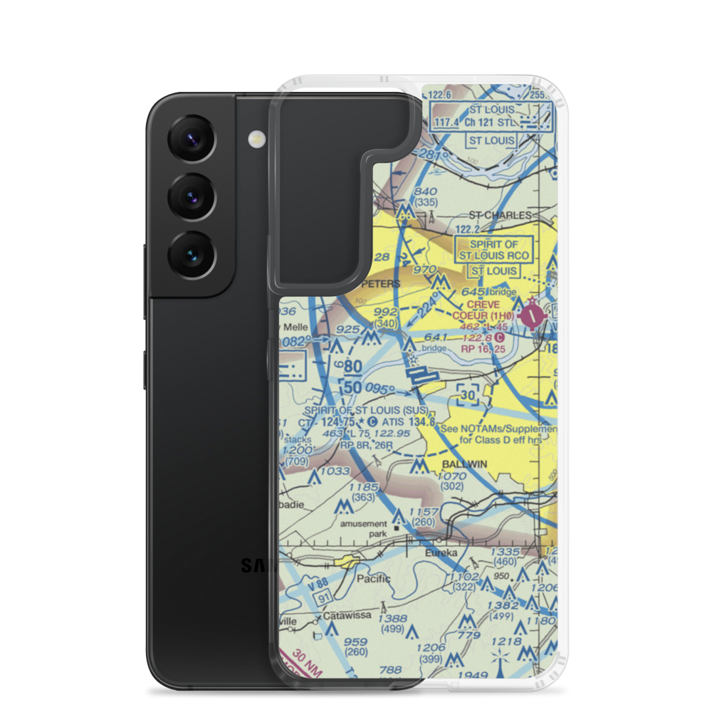 Spirit of St Louis Airport (SUS) VFR Sectional Samsung Case Samsung Galaxy S22 model shown