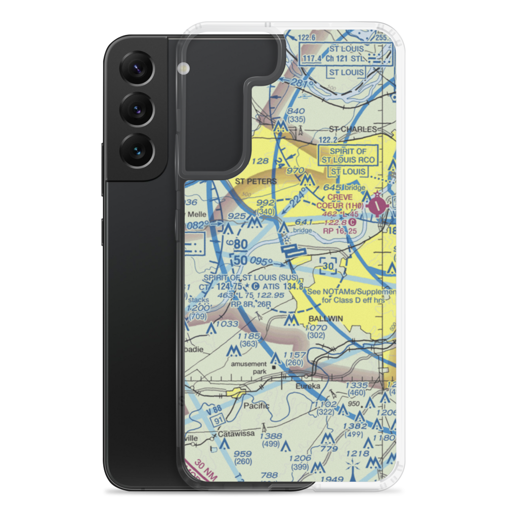 Spirit of St Louis Airport (SUS) VFR Sectional Samsung Case Samsung Galaxy S22 Plus model shown