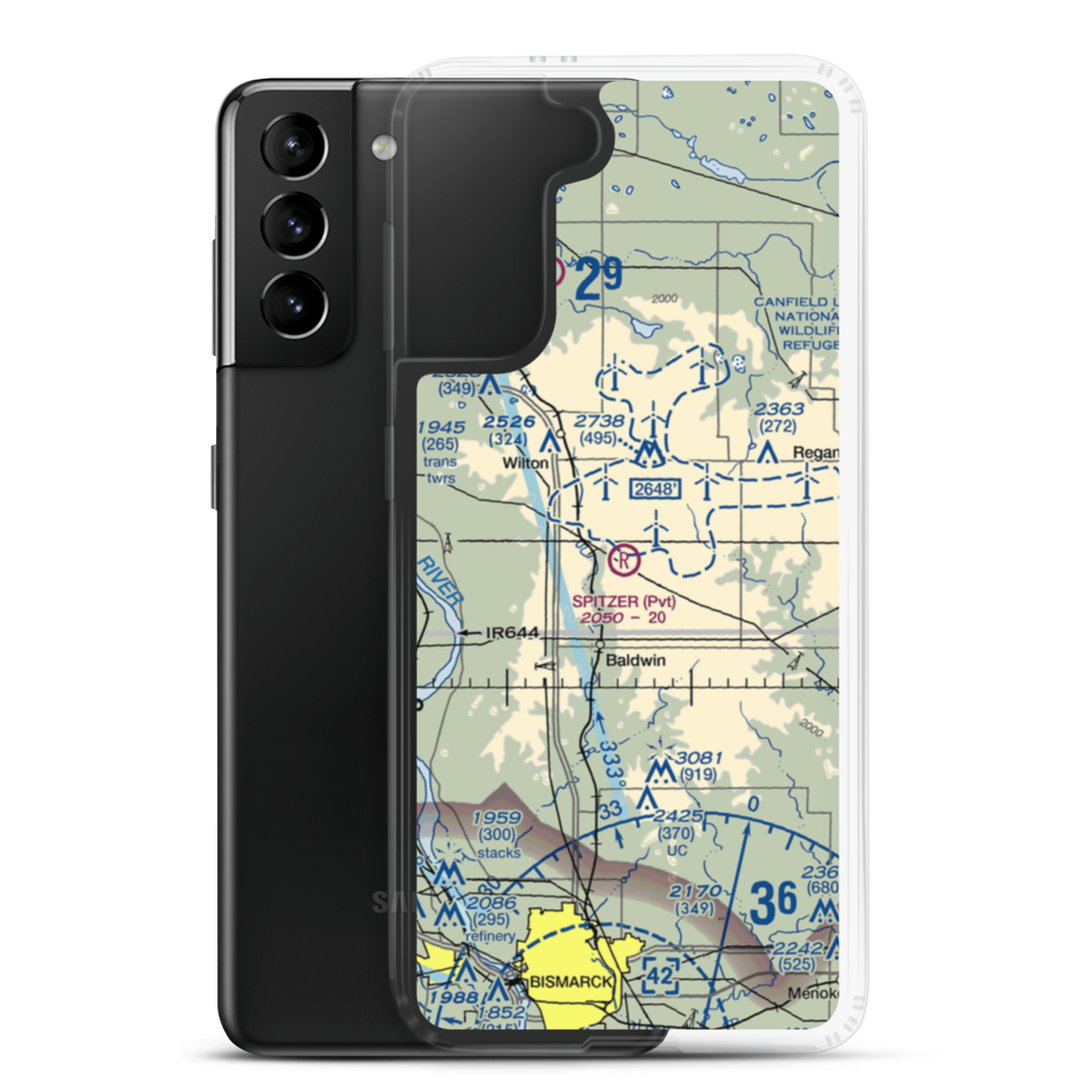 Spitzer Airport (ND80) VFR Sectional Samsung Case Samsung Galaxy S21 Plus model shown