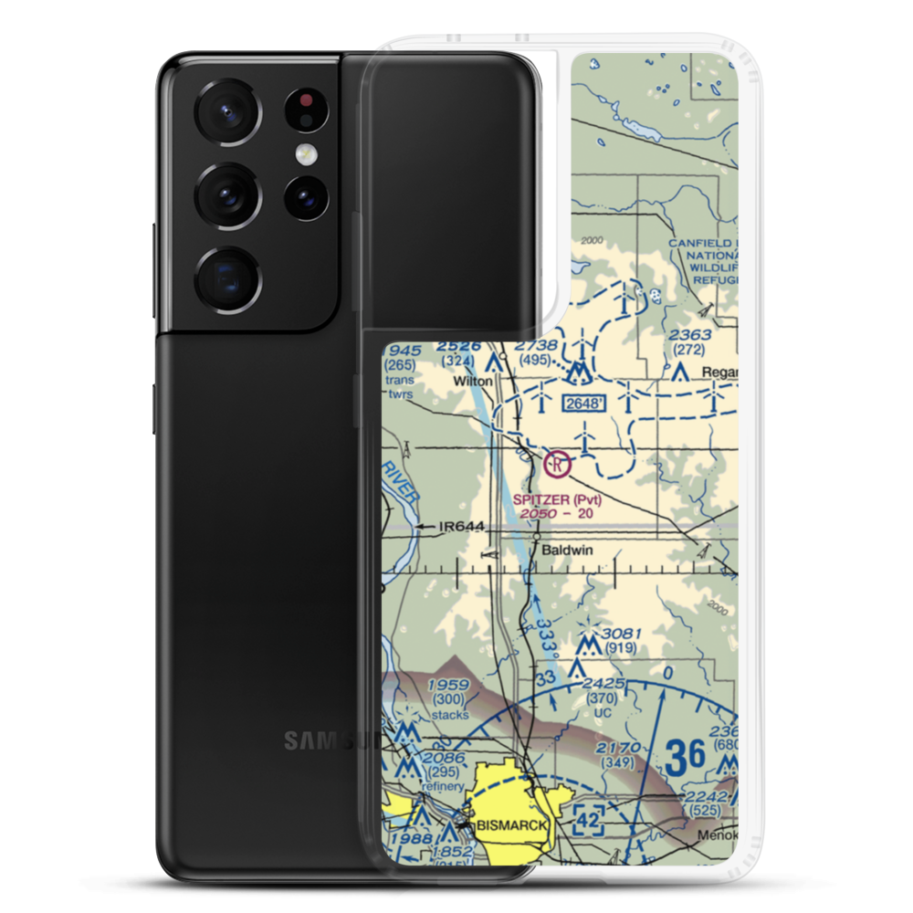 Spitzer Airport (ND80) VFR Sectional Samsung Case Samsung Galaxy S21 Ultra model shown