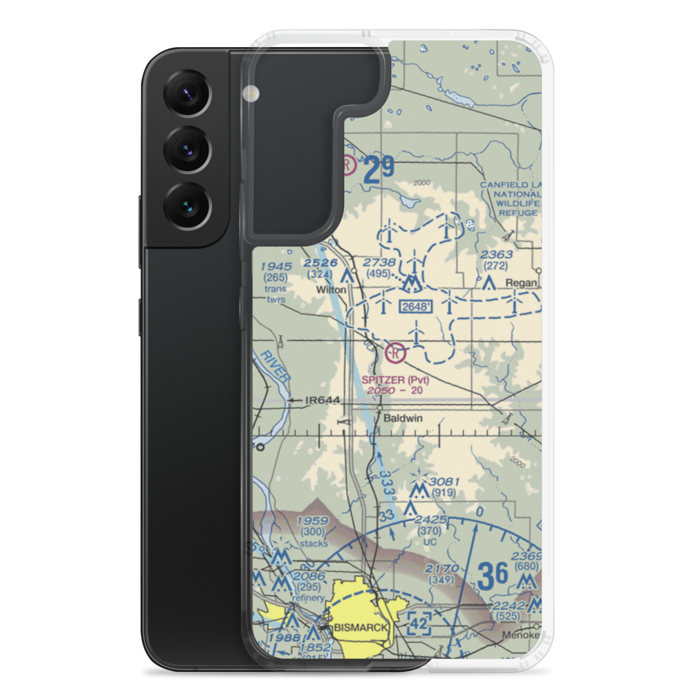 Spitzer Airport (ND80) VFR Sectional Samsung Case Samsung Galaxy S22 Plus model shown