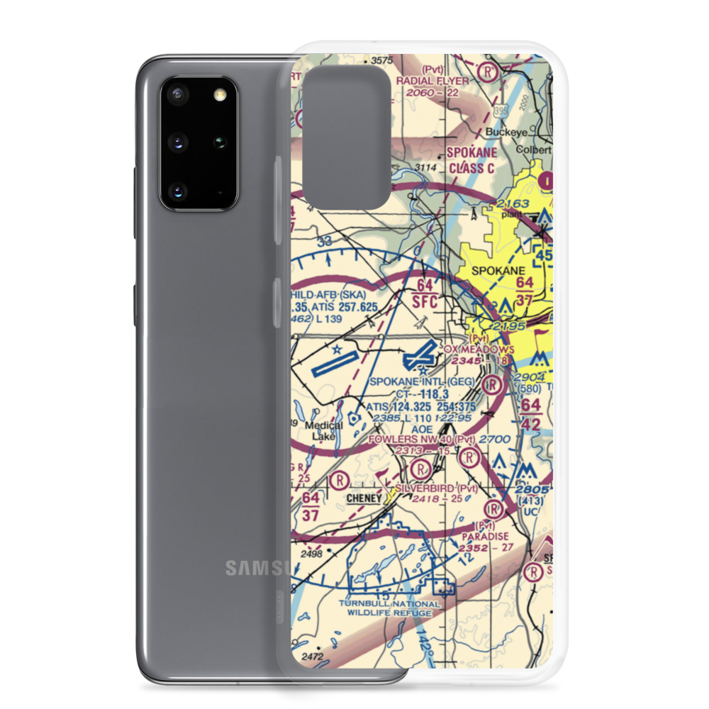 Spokane International Airport (GEG) VFR Sectional Samsung Case Samsung Galaxy S20 Plus model shown