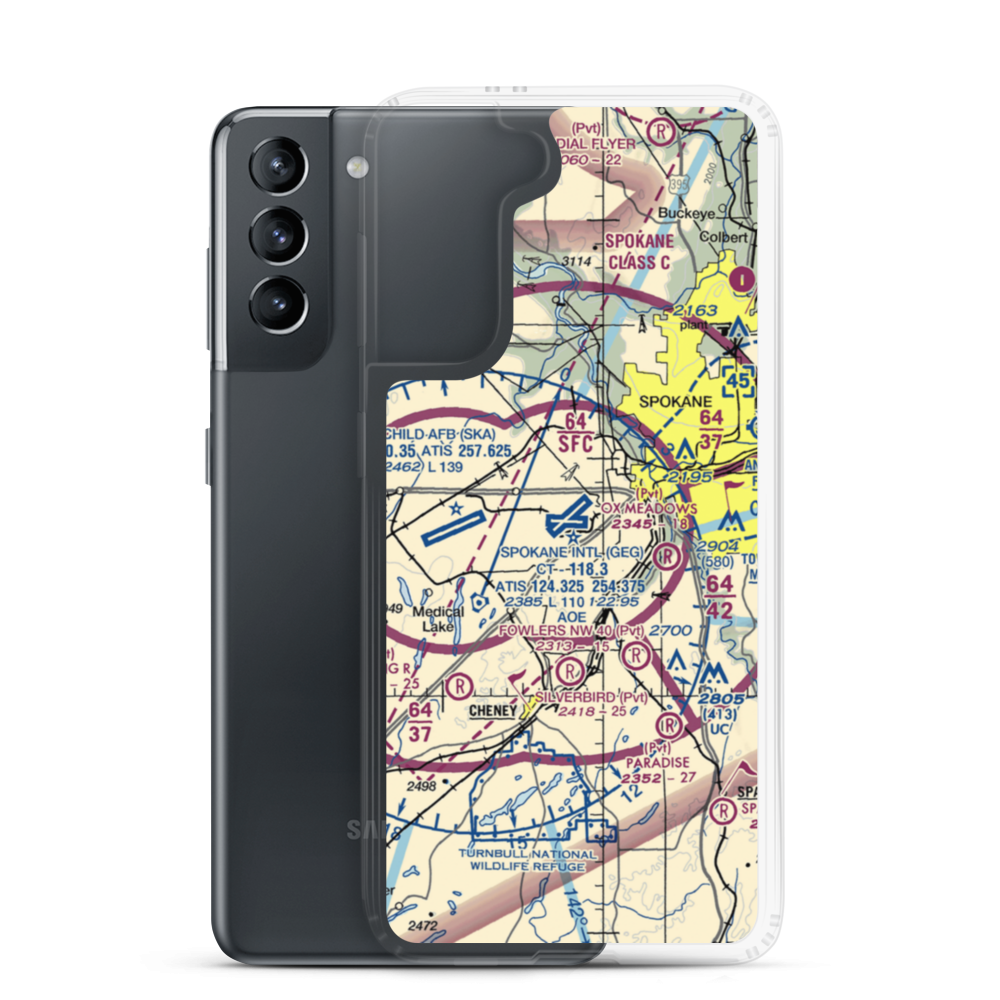 Spokane International Airport (GEG) VFR Sectional Samsung Case Samsung Galaxy S21 model shown