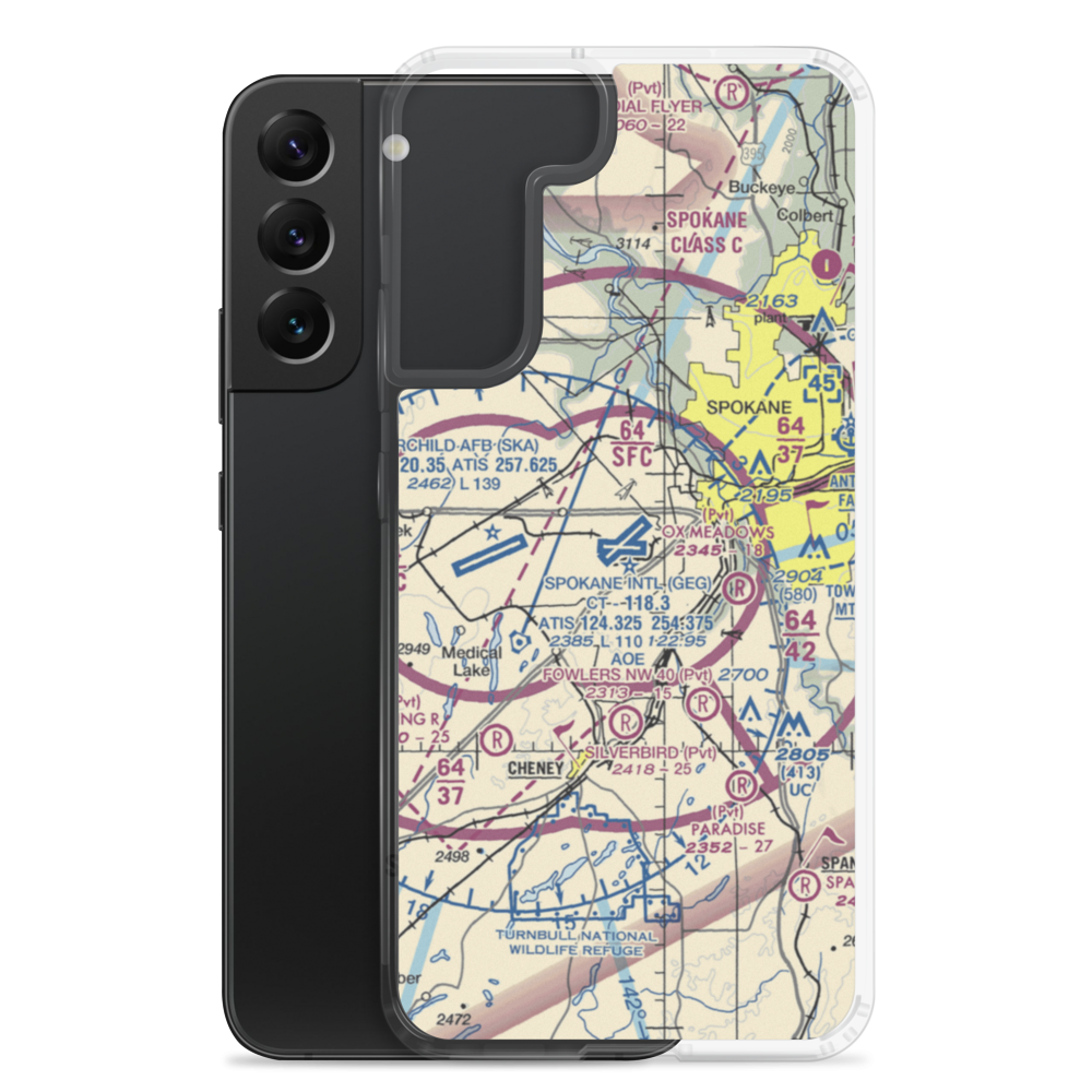 Spokane International Airport (GEG) VFR Sectional Samsung Case Samsung Galaxy S22 Plus model shown