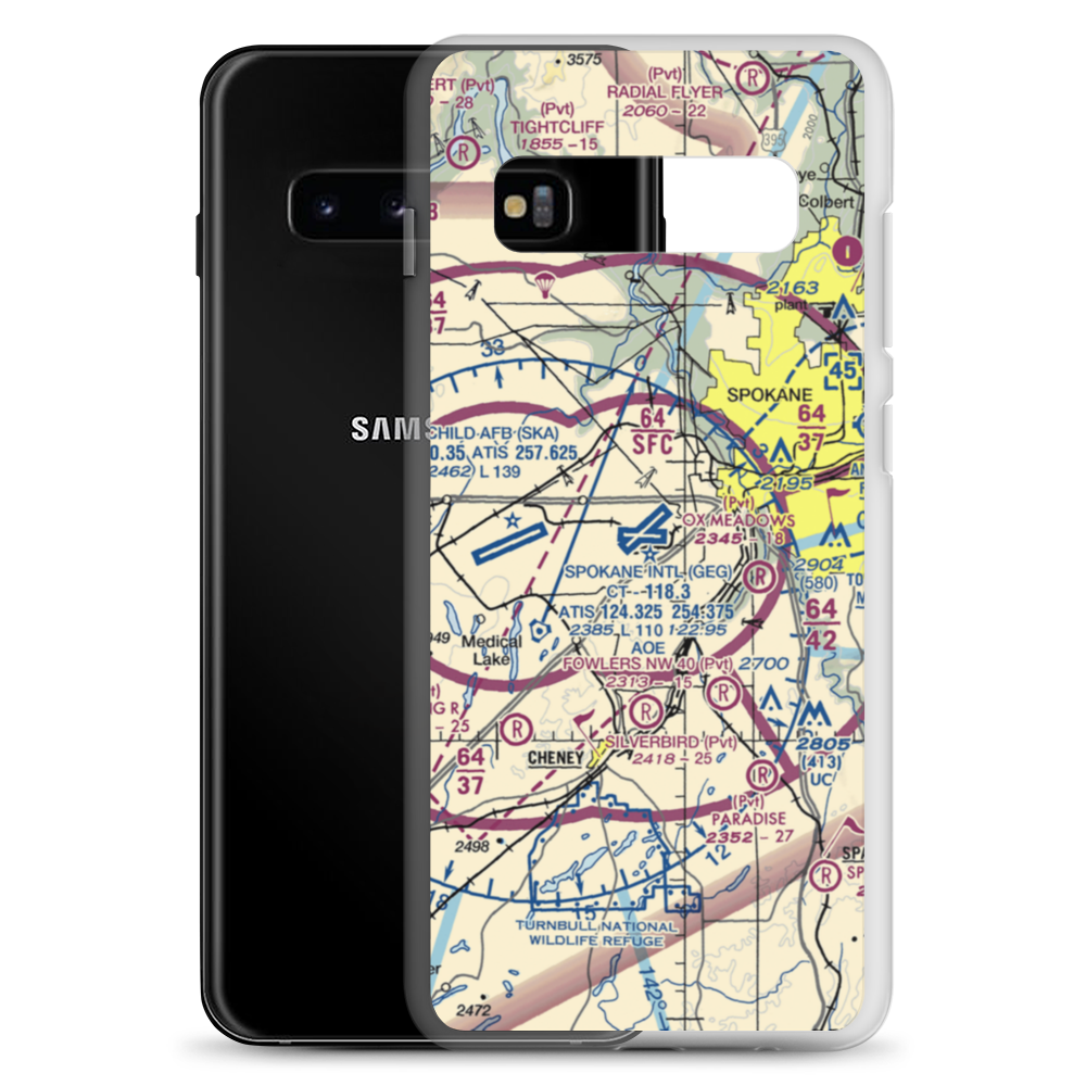 Spokane International Airport (GEG) VFR Sectional Samsung Case Samsung Galaxy S10+ model shown