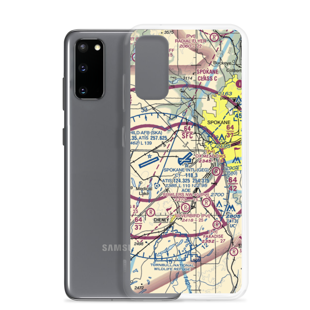 Spokane International Airport (GEG) VFR Sectional Samsung Case Samsung Galaxy S20 model shown