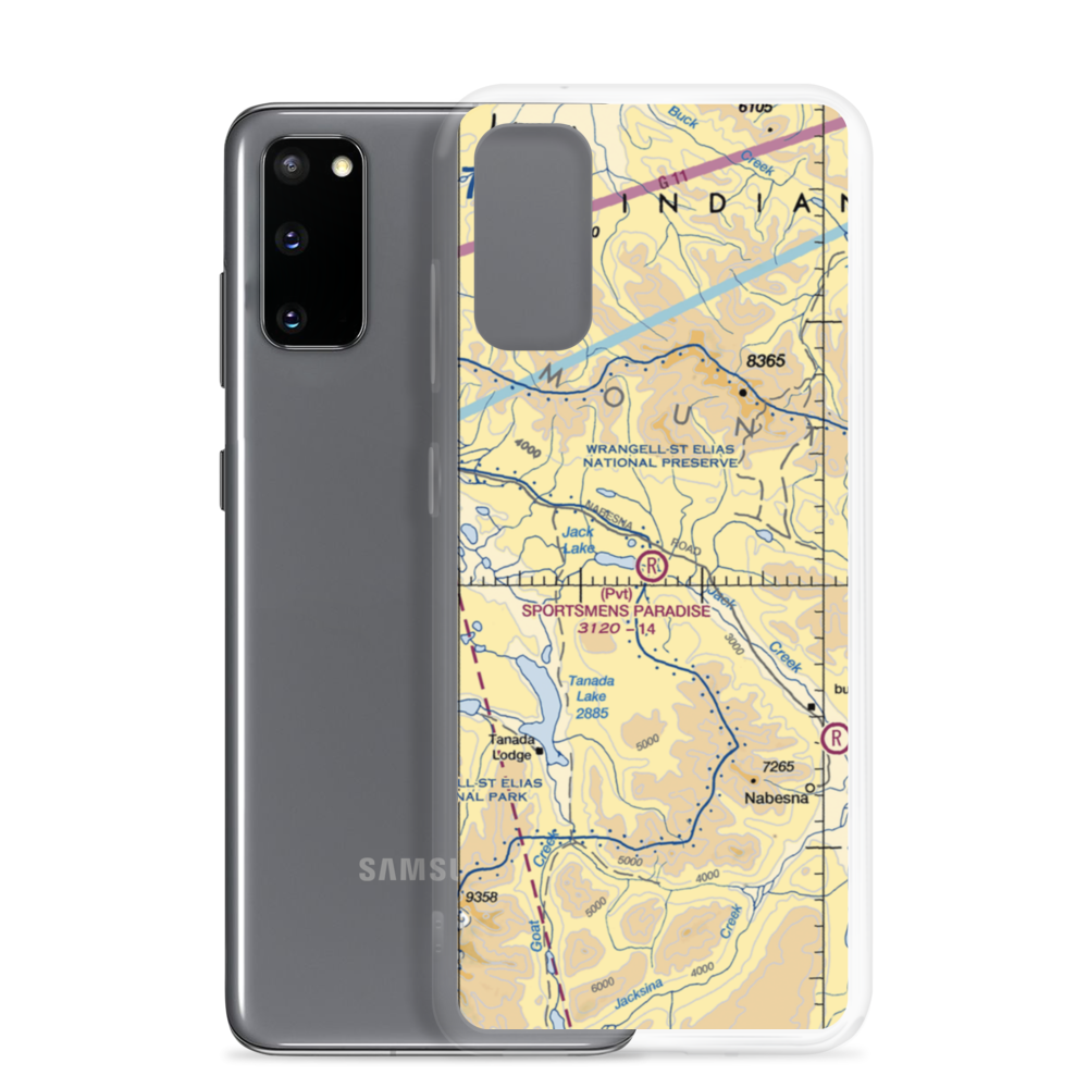 Sports Mans Paradise Airport (9AK0) VFR Sectional Samsung Case Samsung Galaxy S20 model shown
