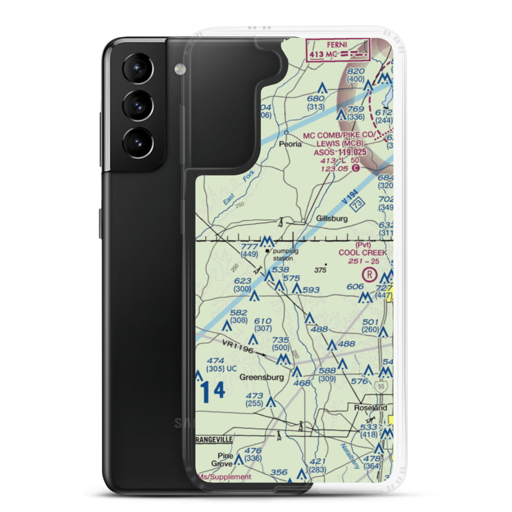 Spring Airport (86LA) VFR Sectional Samsung Case Samsung Galaxy S21 Plus model shown
