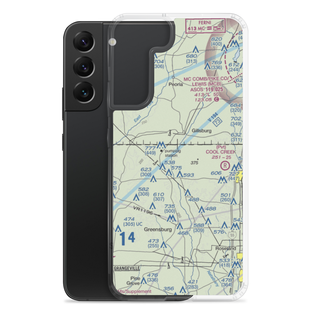 Spring Airport (86LA) VFR Sectional Samsung Case Samsung Galaxy S22 Plus model shown