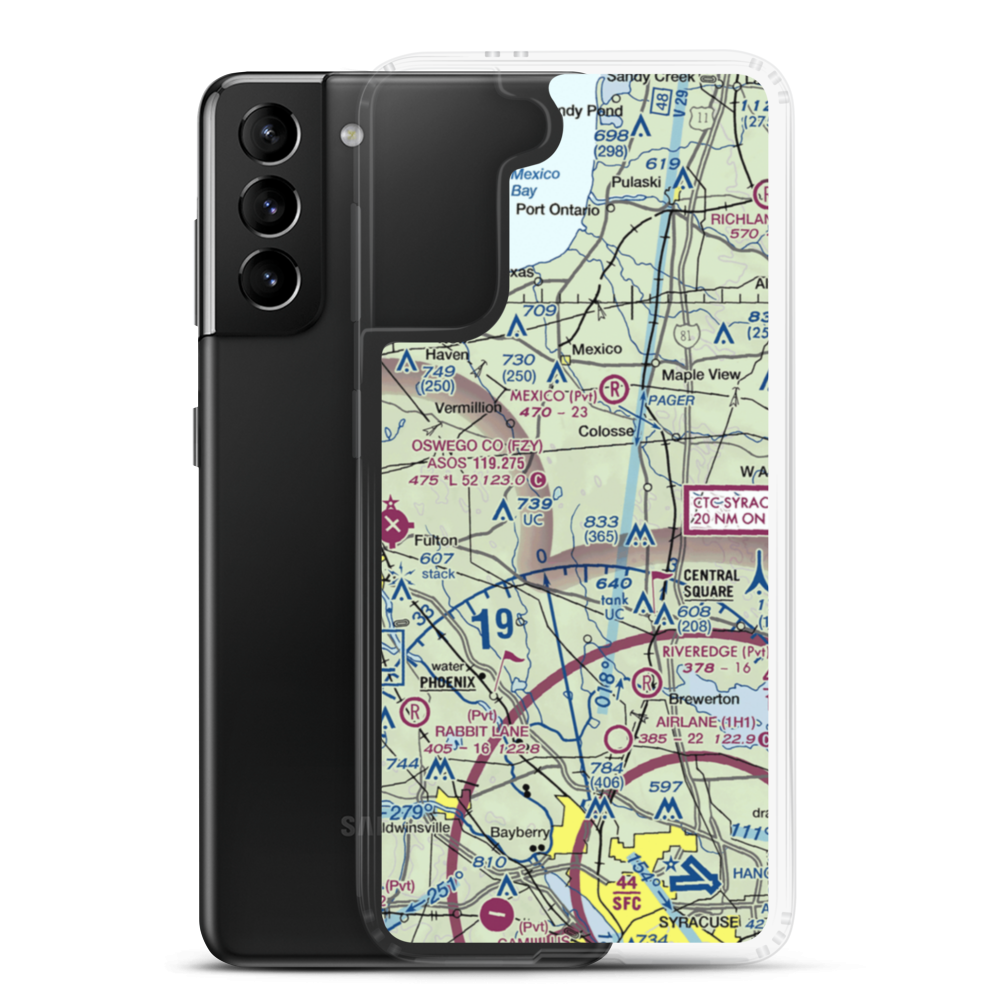 Spring Brook Airport (0NK1) VFR Sectional Samsung Case Samsung Galaxy S21 Plus model shown