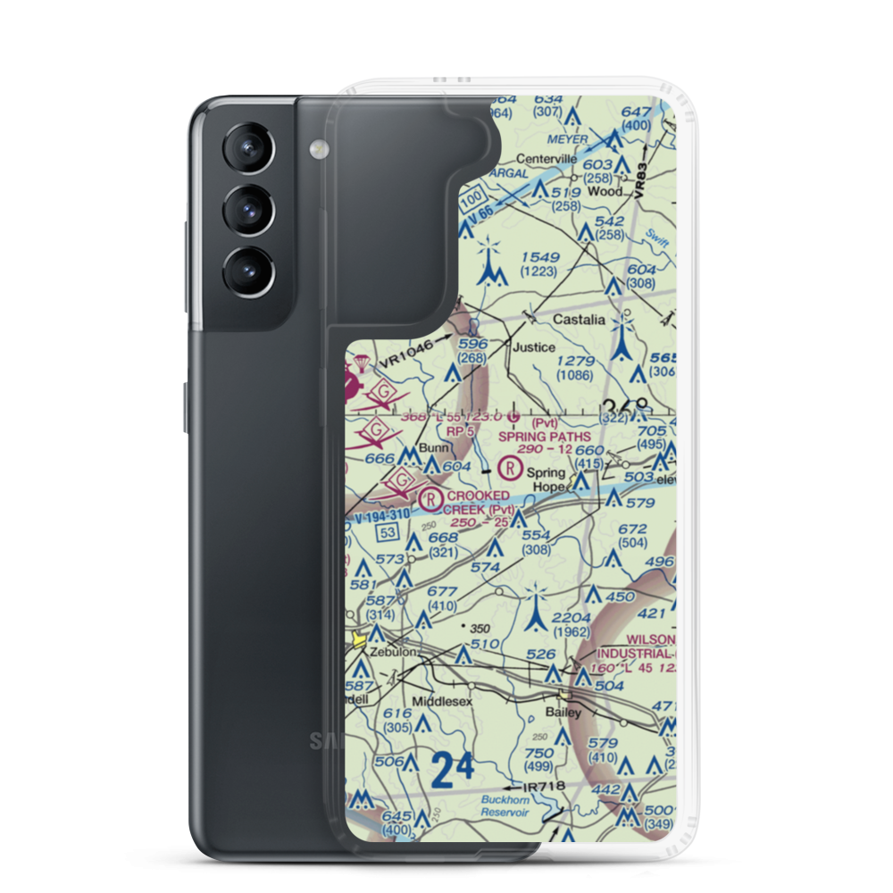 Spring Paths Airport (42NC) VFR Sectional Samsung Case Samsung Galaxy S21 model shown