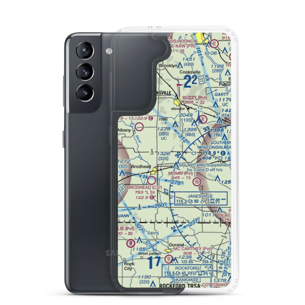 Spring Valley Farm Airport (1WI0) VFR Sectional Samsung Case Samsung Galaxy S21 model shown