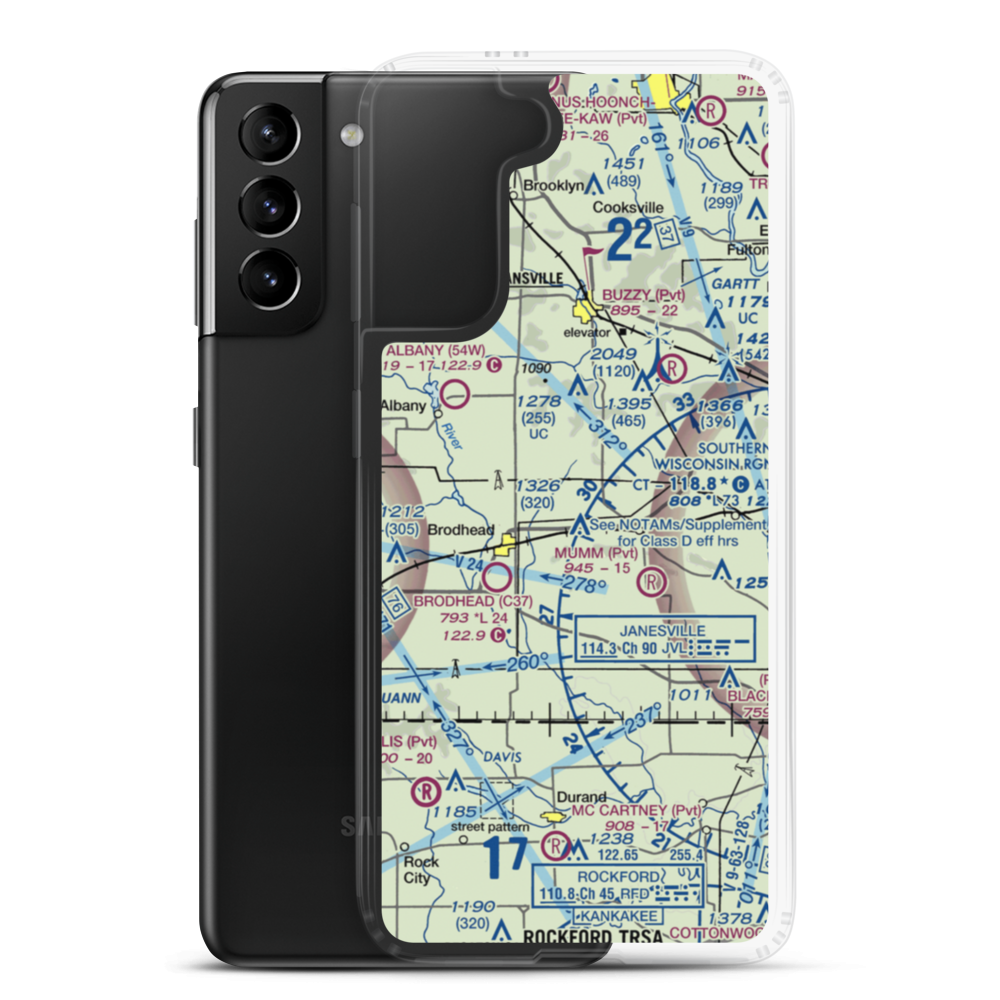 Spring Valley Farm Airport (1WI0) VFR Sectional Samsung Case Samsung Galaxy S21 Plus model shown