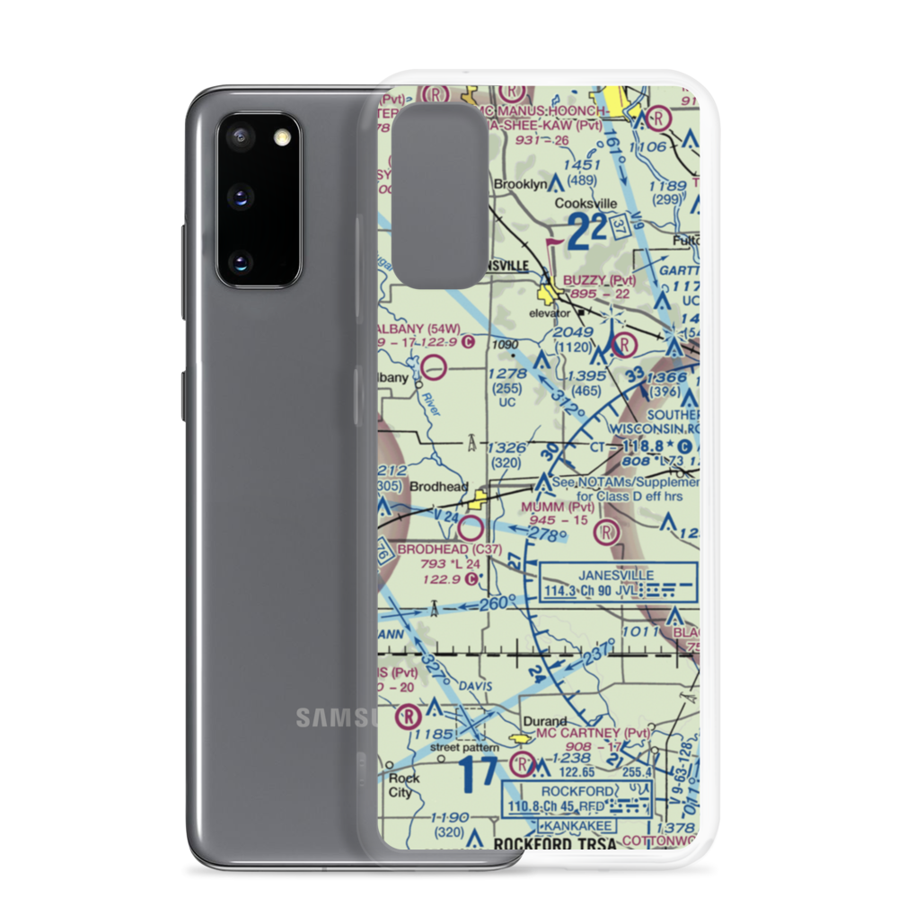 Spring Valley Farm Airport (1WI0) VFR Sectional Samsung Case Samsung Galaxy S20 model shown