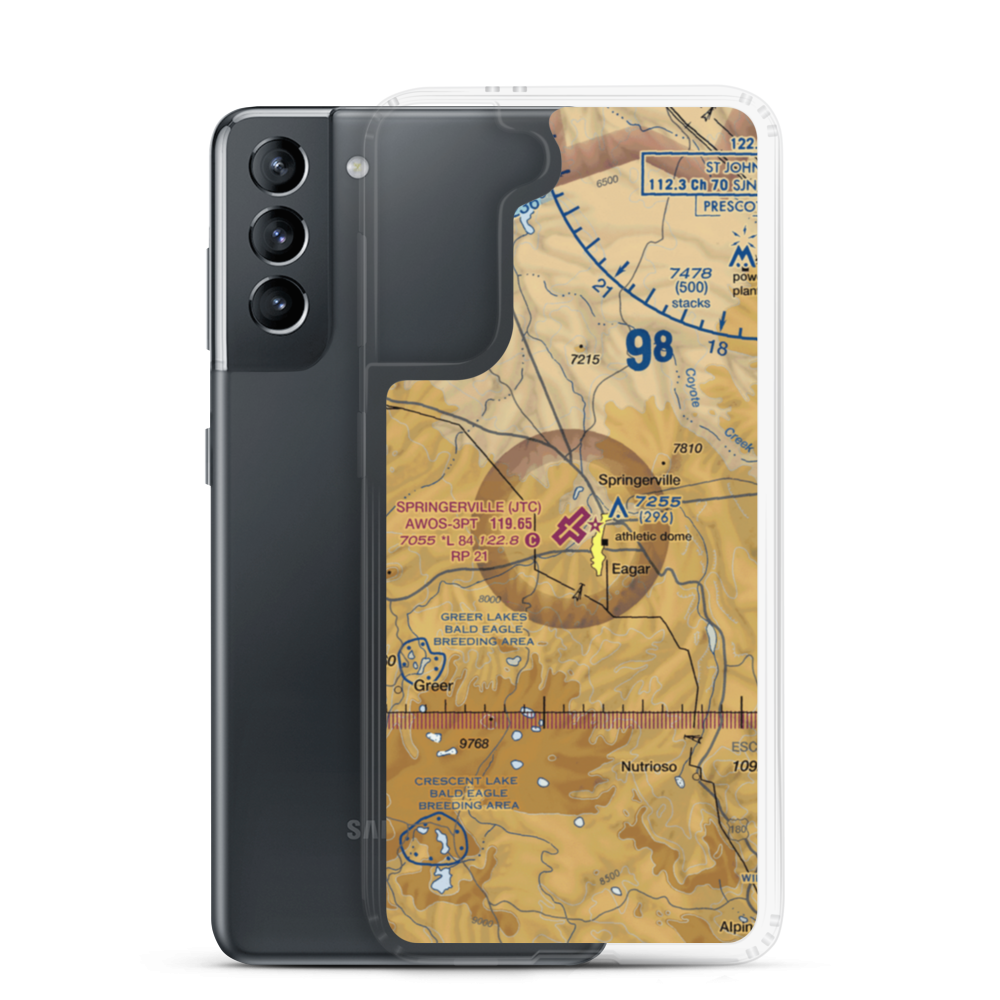 Springerville Municipal Airport (JTC) VFR Sectional Samsung Case Samsung Galaxy S21 model shown