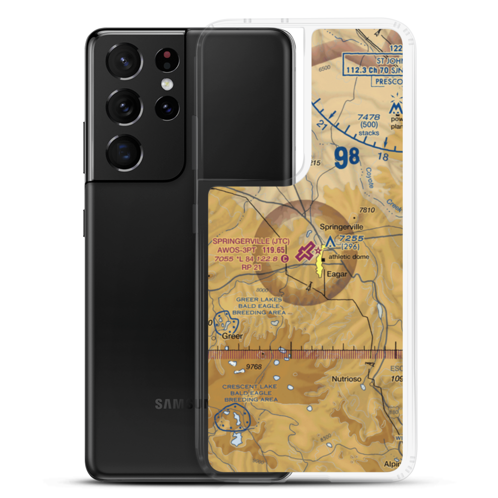 Springerville Municipal Airport (JTC) VFR Sectional Samsung Case Samsung Galaxy S21 Ultra model shown