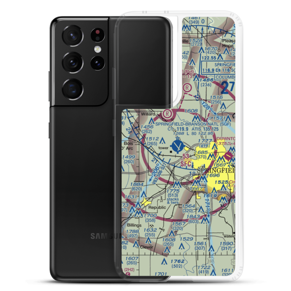 Springfield Branson National Airport (SGF) VFR Sectional Samsung Case Samsung Galaxy S21 Ultra model shown