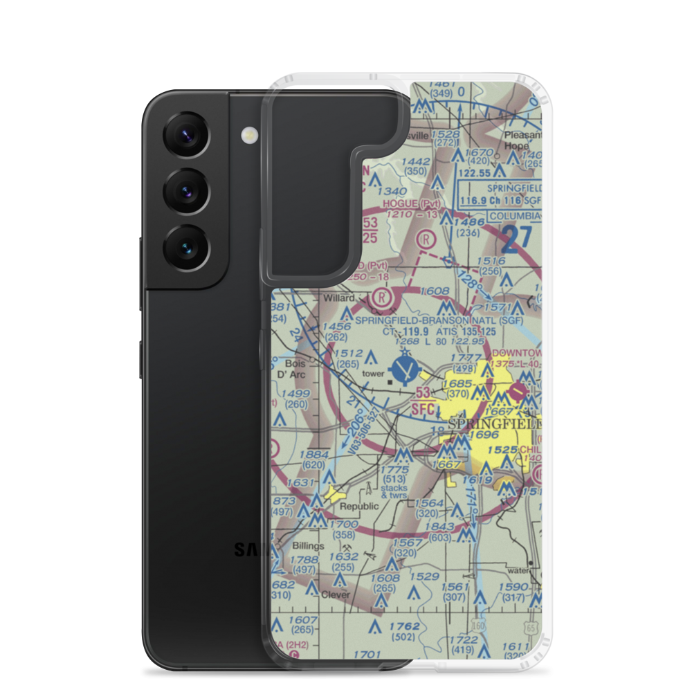 Springfield Branson National Airport (SGF) VFR Sectional Samsung Case Samsung Galaxy S22 model shown