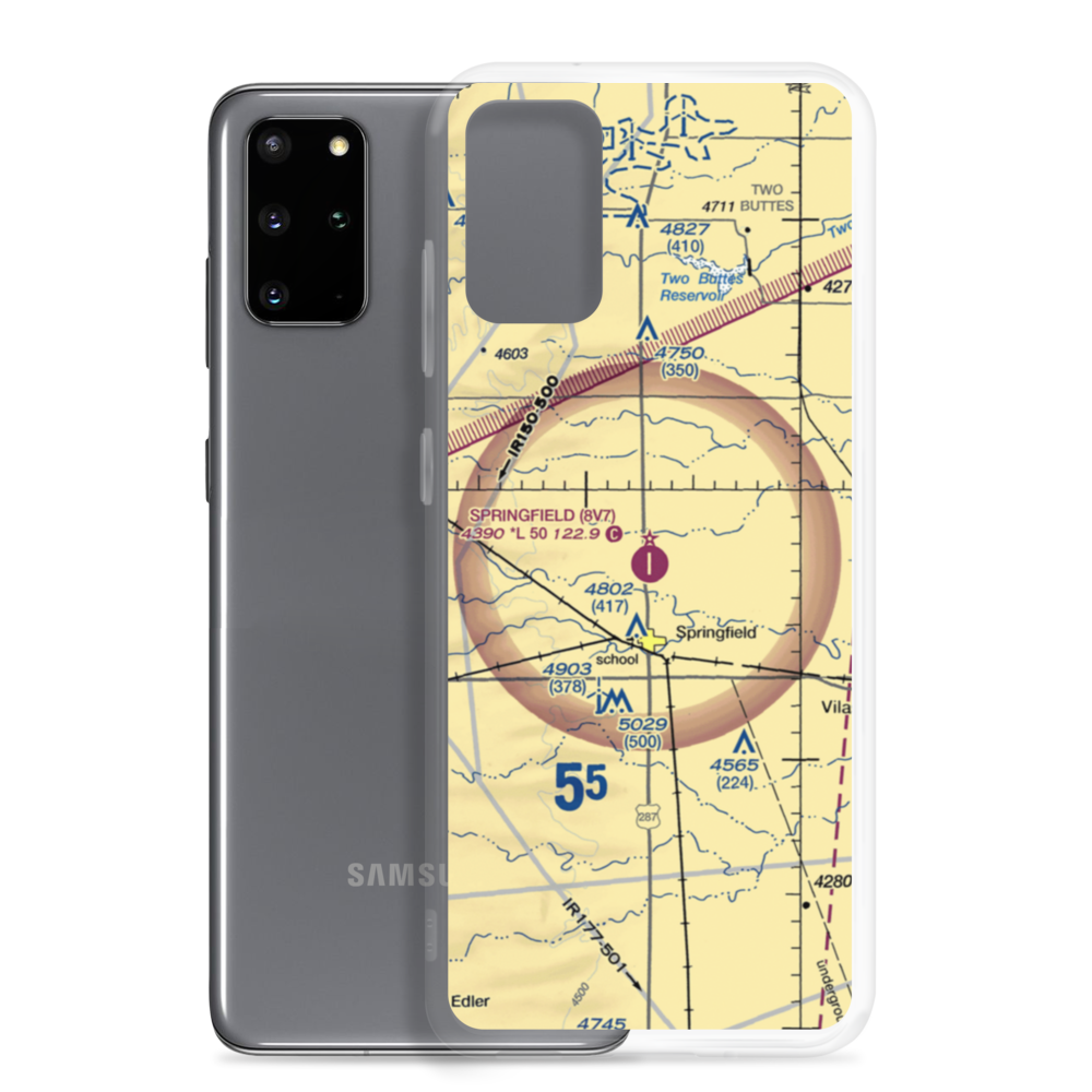 Springfield Municipal Airport (8V7) VFR Sectional Samsung Case Samsung Galaxy S20 Plus model shown