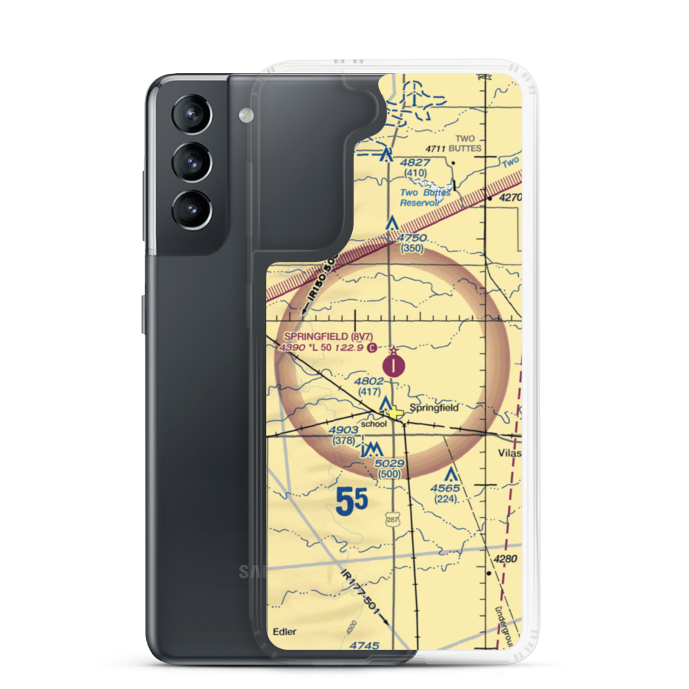 Springfield Municipal Airport (8V7) VFR Sectional Samsung Case Samsung Galaxy S21 model shown