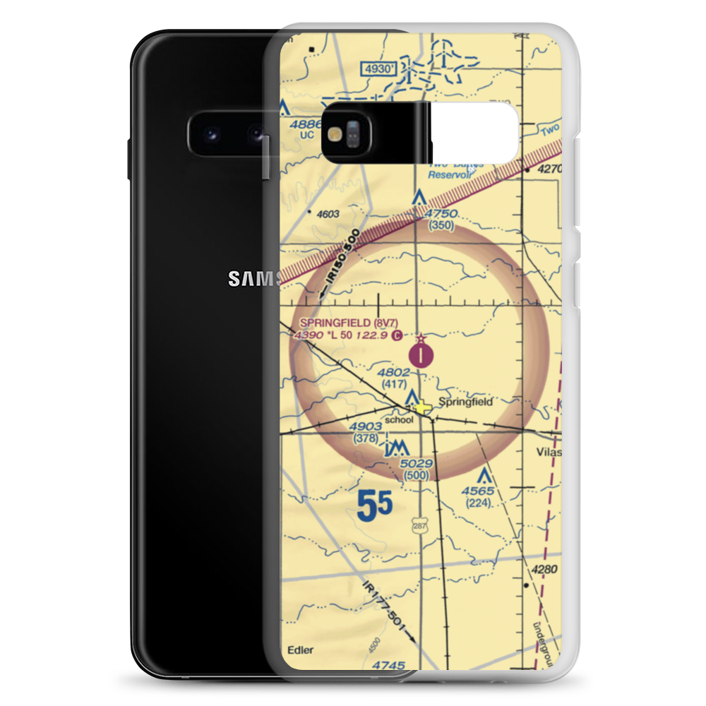 Springfield Municipal Airport (8V7) VFR Sectional Samsung Case Samsung Galaxy S10+ model shown