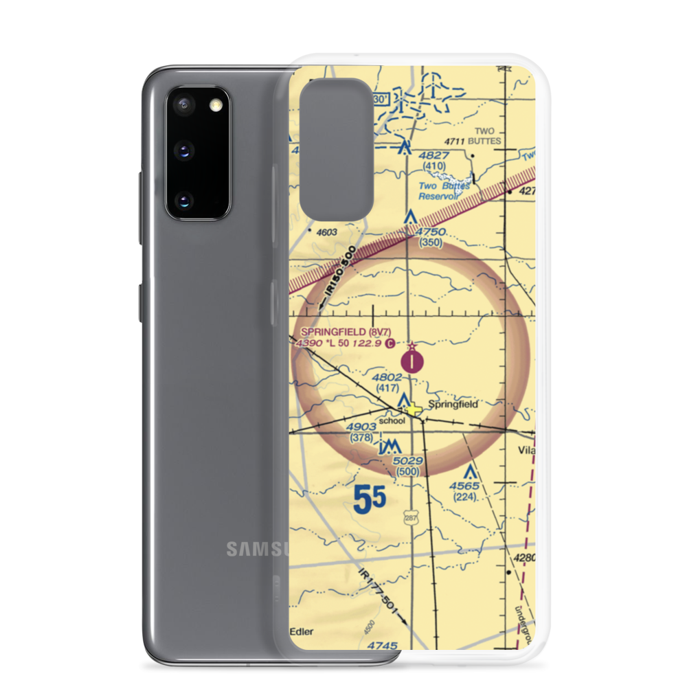 Springfield Municipal Airport (8V7) VFR Sectional Samsung Case Samsung Galaxy S20 model shown