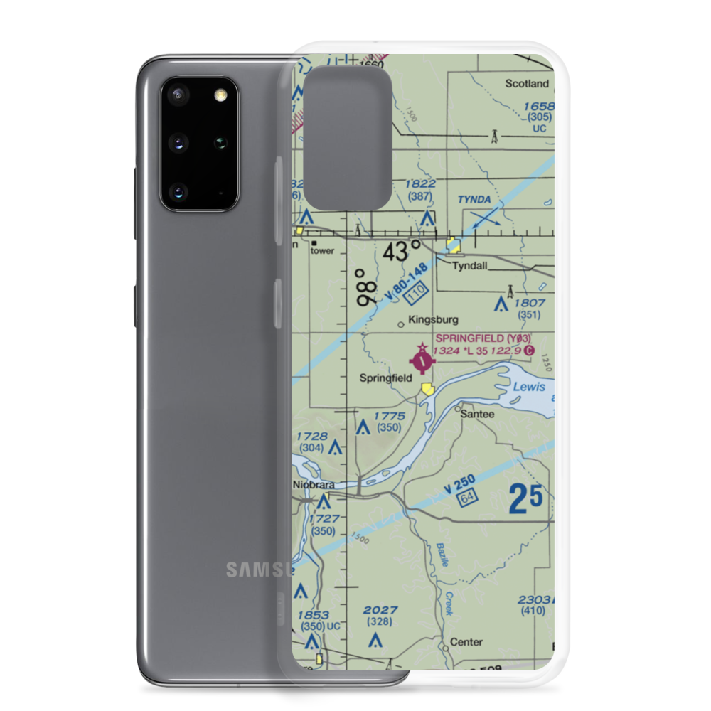 Springfield Municipal Airport (Y03) VFR Sectional Samsung Case Samsung Galaxy S20 Plus model shown