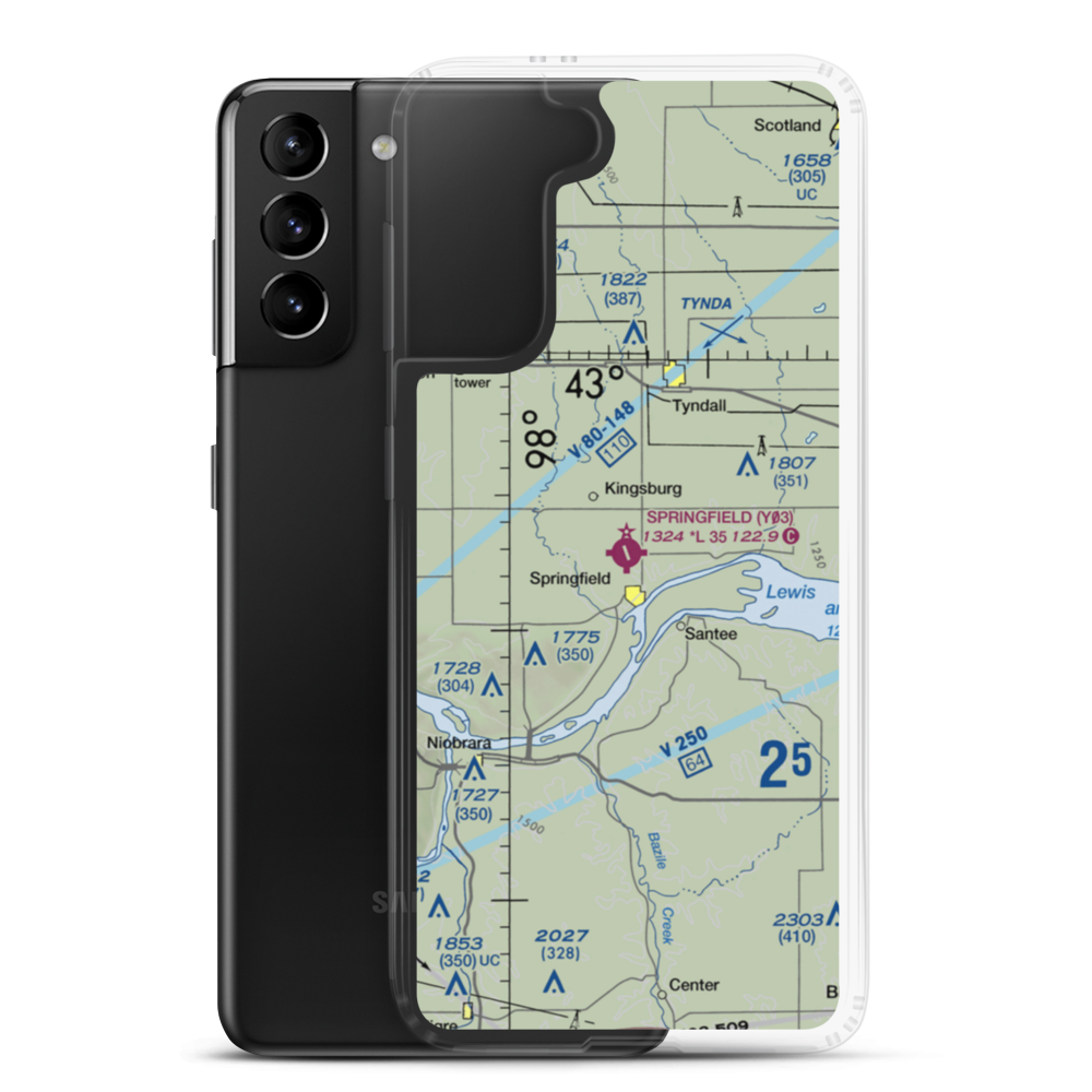 Springfield Municipal Airport (Y03) VFR Sectional Samsung Case Samsung Galaxy S21 Plus model shown