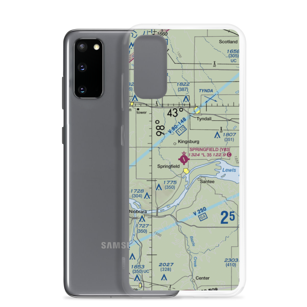 Springfield Municipal Airport (Y03) VFR Sectional Samsung Case Samsung Galaxy S20 model shown