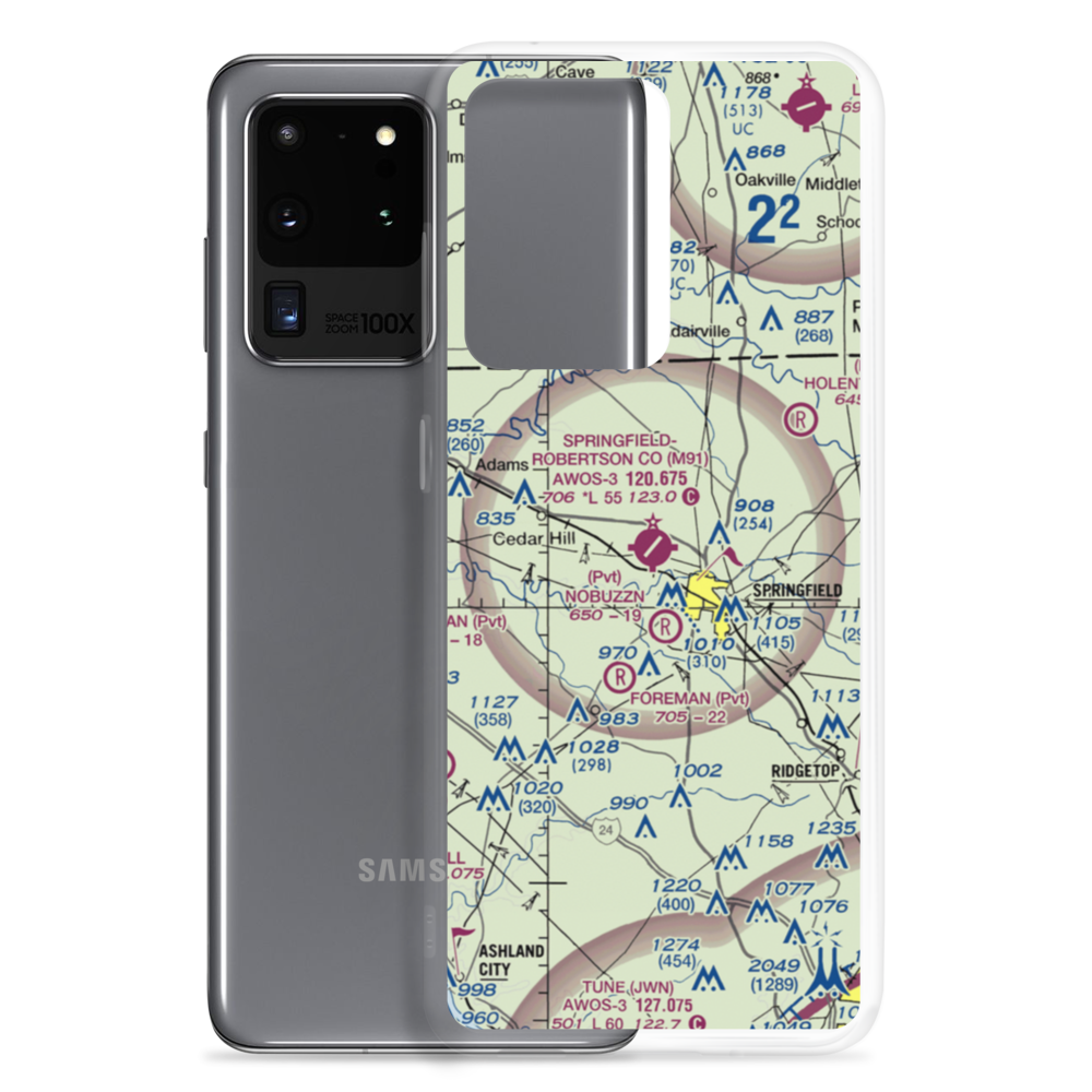 Springfield Robertson County Airport (M91) VFR Sectional Samsung Case Samsung Galaxy S20 Ultra model shown