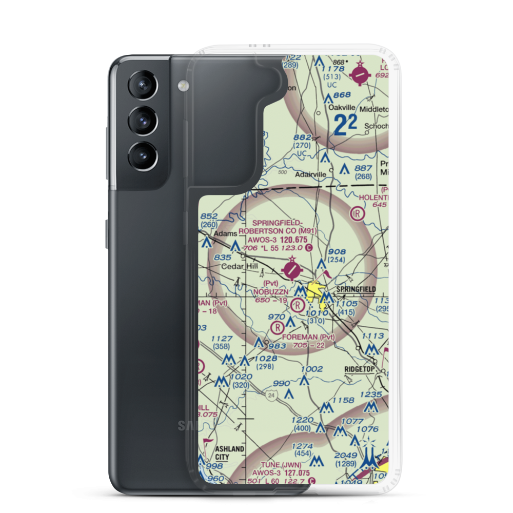 Springfield Robertson County Airport (M91) VFR Sectional Samsung Case Samsung Galaxy S21 model shown