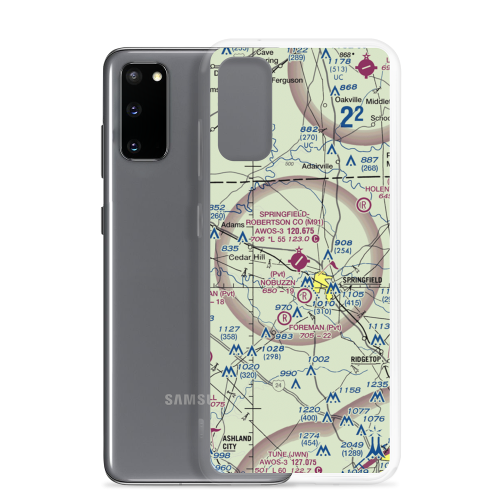 Springfield Robertson County Airport (M91) VFR Sectional Samsung Case Samsung Galaxy S20 model shown