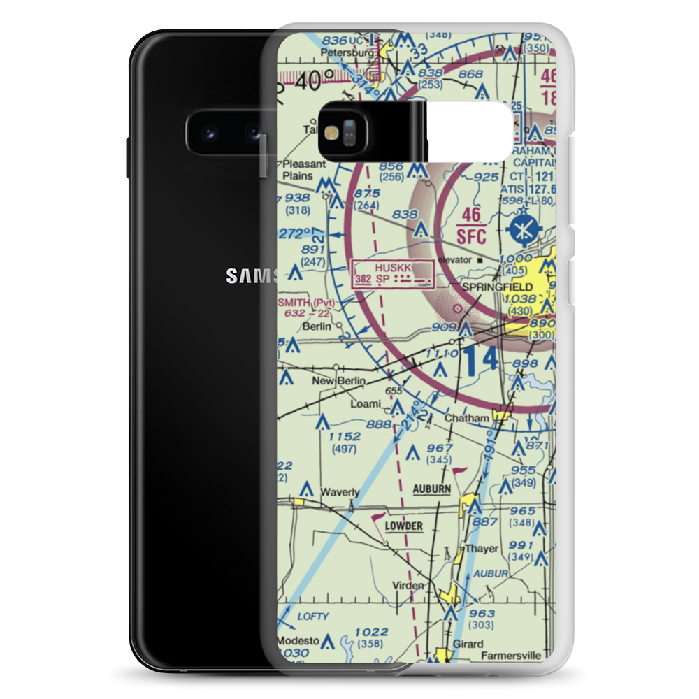 Springfield Southwest Airpark (IL97) VFR Sectional Samsung Case Samsung Galaxy S10+ model shown