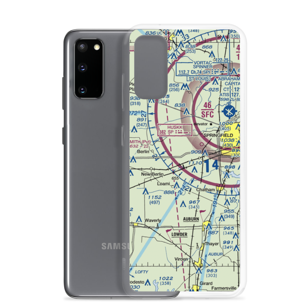 Springfield Southwest Airpark (IL97) VFR Sectional Samsung Case Samsung Galaxy S20 model shown