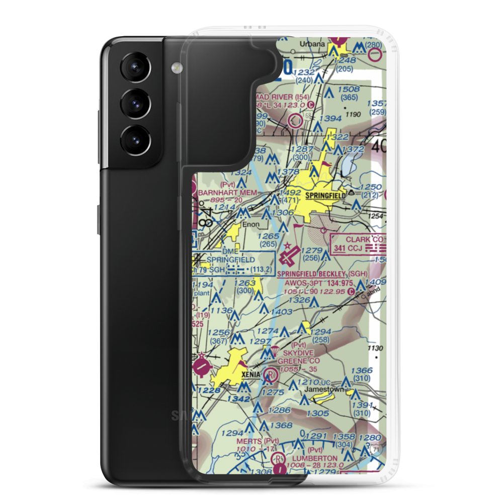 Springfield-Beckley Municipal Airport (SGH) VFR Sectional Samsung Case Samsung Galaxy S21 Plus model shown