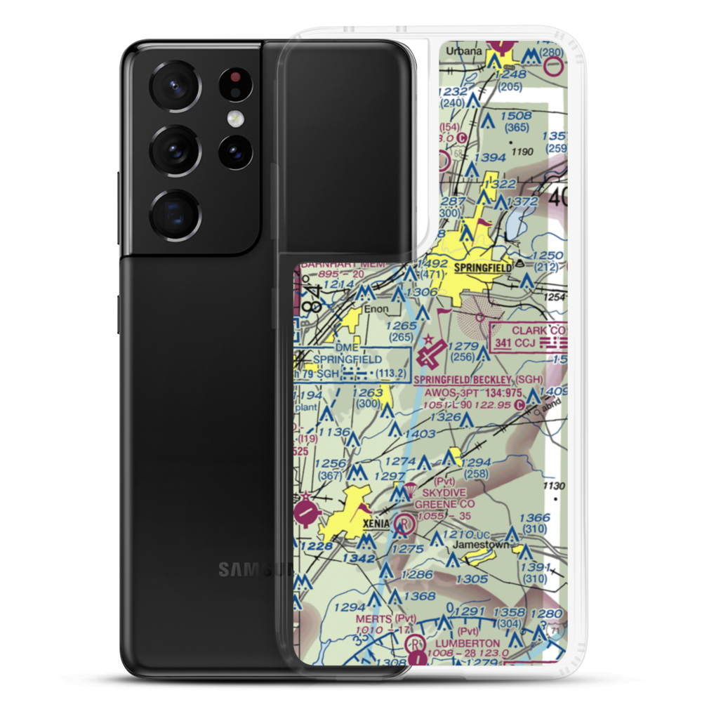 Springfield-Beckley Municipal Airport (SGH) VFR Sectional Samsung Case Samsung Galaxy S21 Ultra model shown