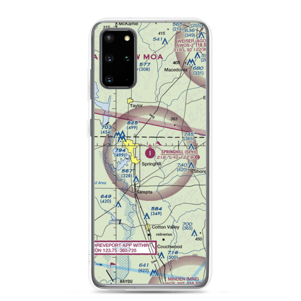 Springhill Airport (SPH) VFR Sectional Samsung Case Samsung Galaxy S20 Plus model shown