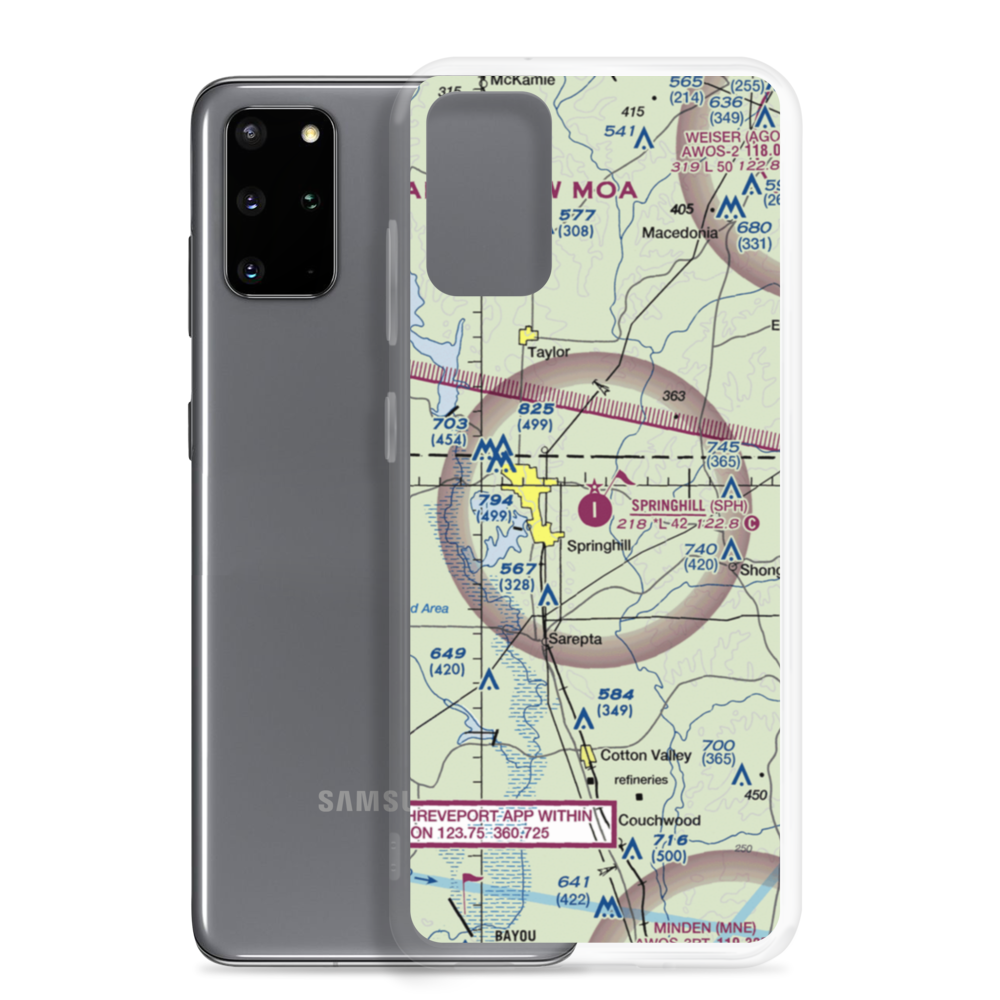 Springhill Airport (SPH) VFR Sectional Samsung Case Samsung Galaxy S20 Plus model shown