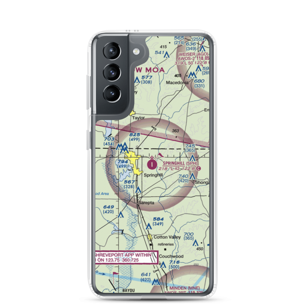 Springhill Airport (SPH) VFR Sectional Samsung Case Samsung Galaxy S21 model shown